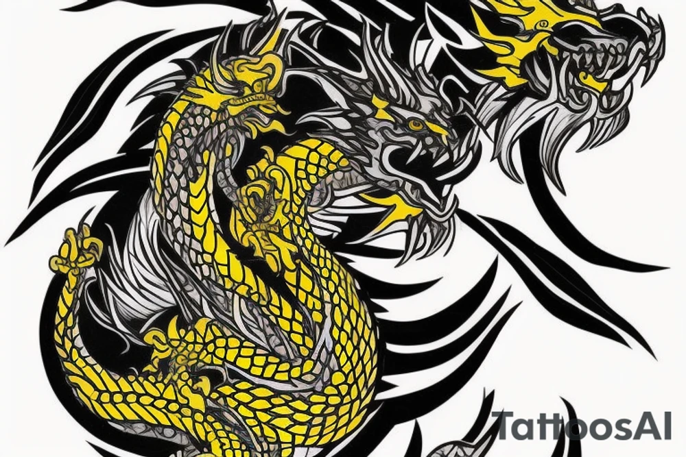 Shoulder sleeve tattoo
dragon with black scales, yellow small highlights on scales, long sharp claws, silky hair and intense eyes. dragon has lions hair

silky hair
trippy
abstract negative spaces
scratch marks tattoo idea