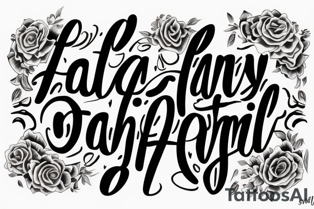 La Familia text tattoo in cursive letters tattoo idea