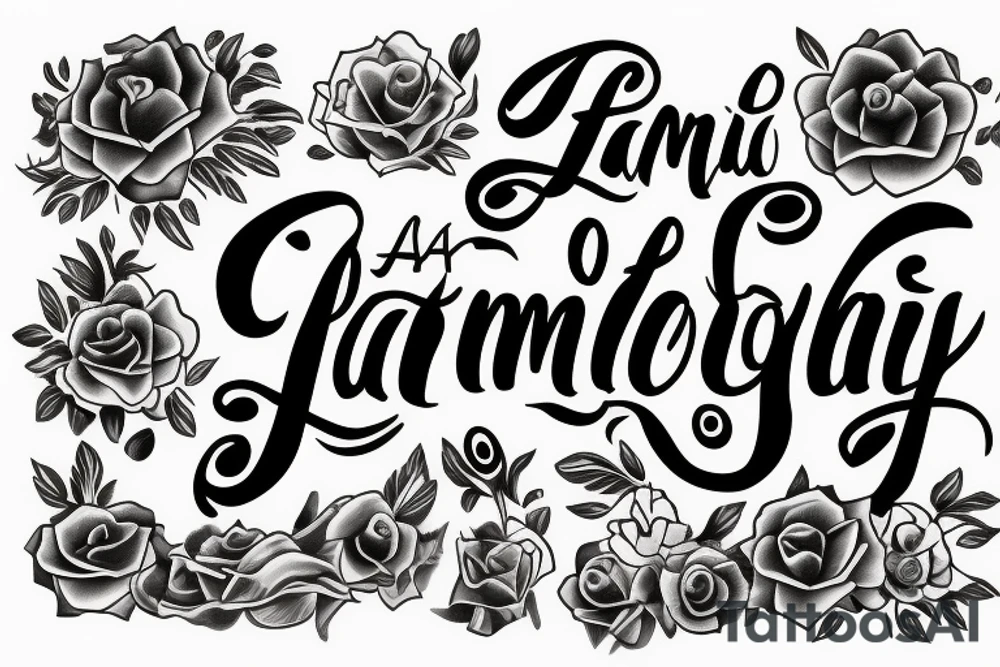La Familia text tattoo in cursive letters tattoo idea