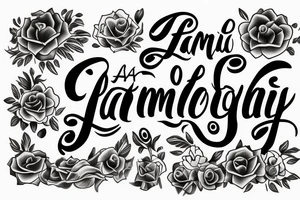 La Familia text tattoo in cursive letters tattoo idea