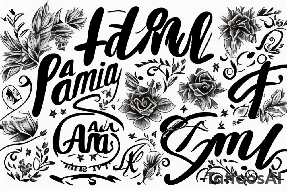 La Familia text tattoo in cursive letters tattoo idea