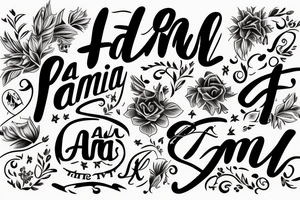 La Familia text tattoo in cursive letters tattoo idea