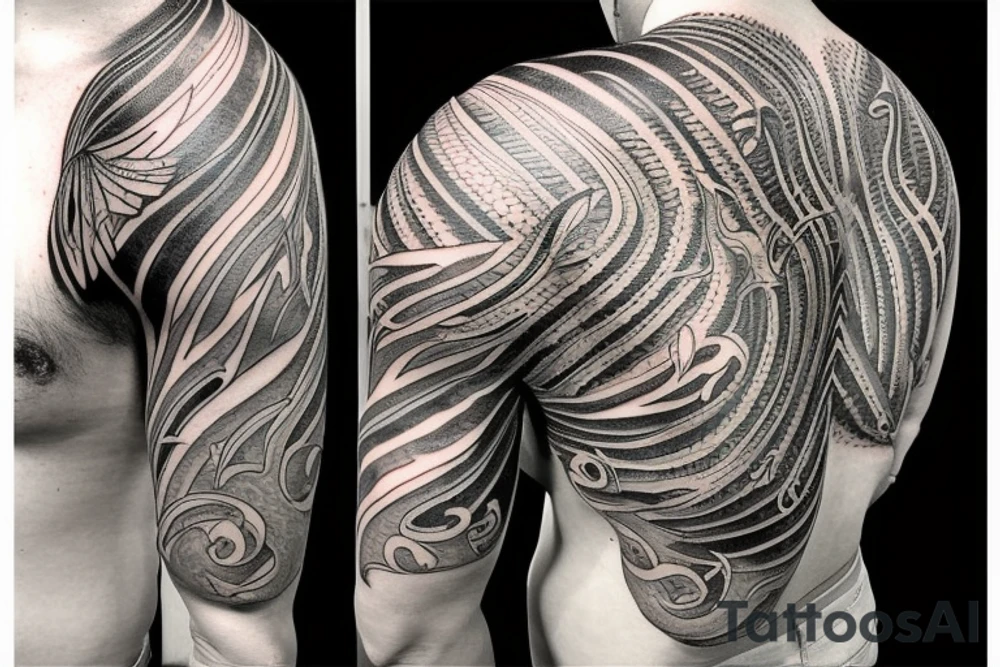 Shoulder sleeve tattoo
dragon with black scales, yellow small highlights on scales, long sharp claws, silky hair and intense eyes. dragon has lions hair

silky hair
trippy
abstract negative spaces
scratch marks

https://www.mushroom-magazine.com/the-mystic-shades-of-alex-grey/ tattoo idea