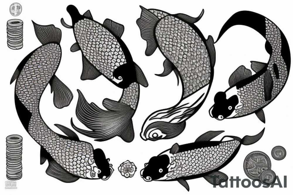 Koi fish surrounded by pionies tattoo idea