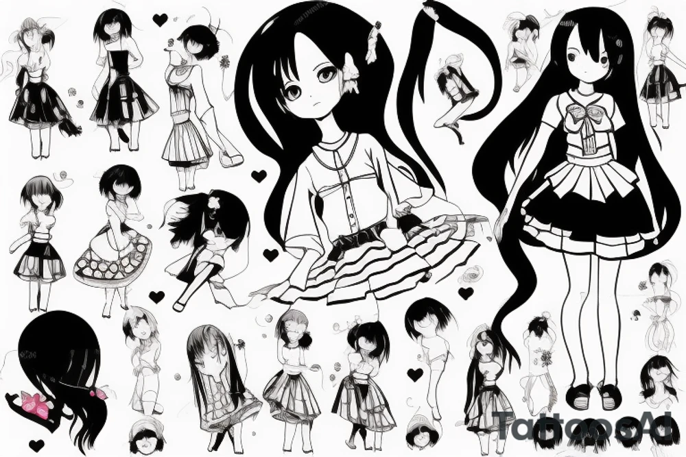 dancing anime girl in dress tattoo idea