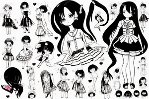 dancing anime girl in dress tattoo idea