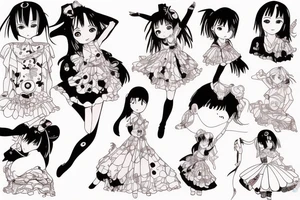 dancing anime girl in dress tattoo idea