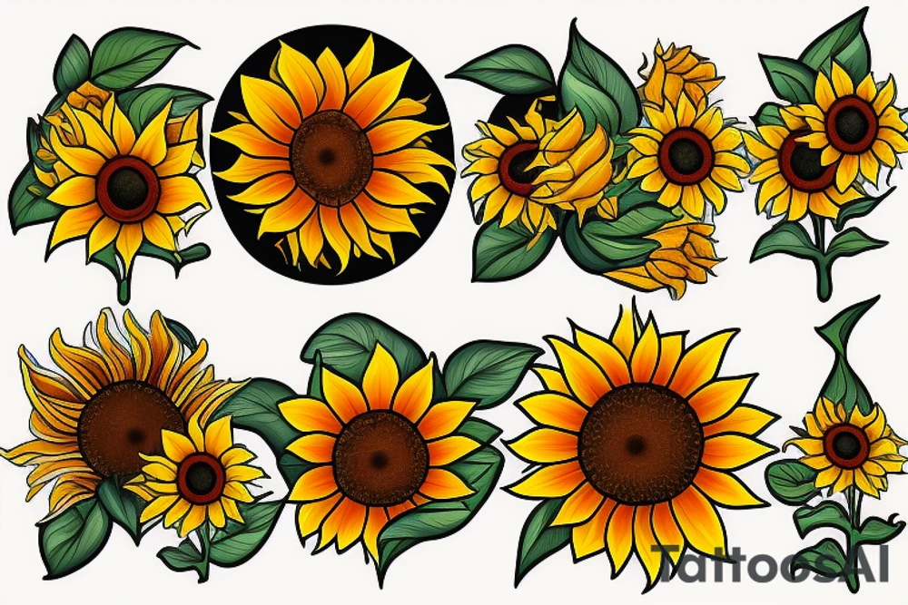 sunflowers in a bunch tattoo idea