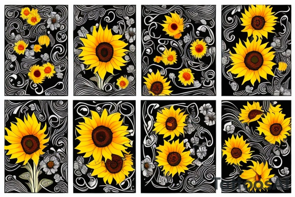 sunflowers in a bunch tattoo idea