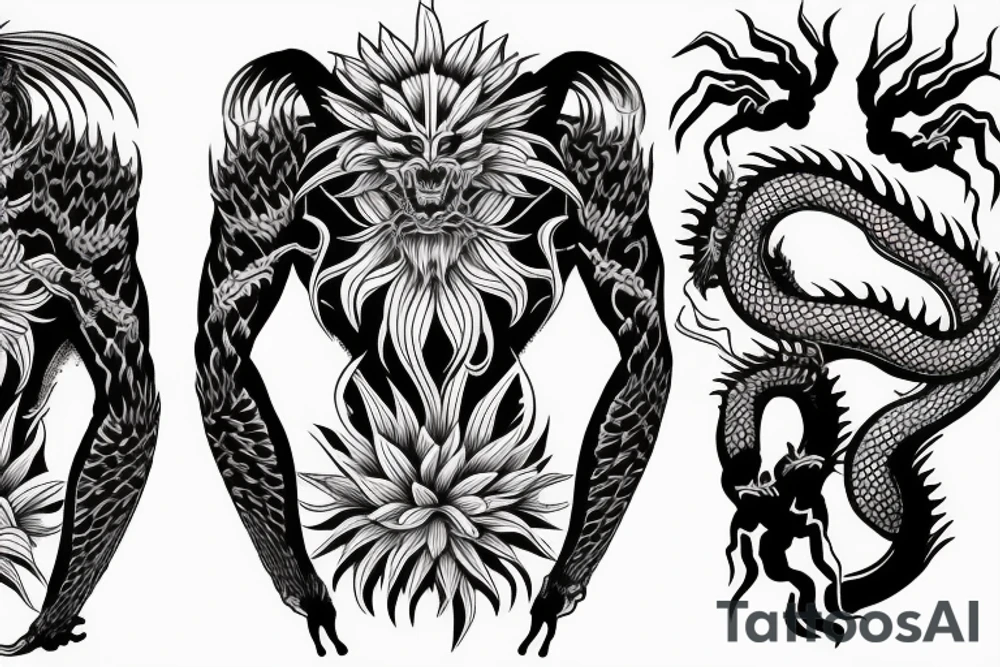 spider lily
waves
jiu jiutsu kaisen
demon dragon
mexican inspiration
full sleeve tattoo idea