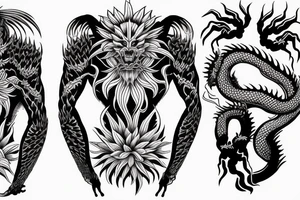 spider lily
waves
jiu jiutsu kaisen
demon dragon
mexican inspiration
full sleeve tattoo idea