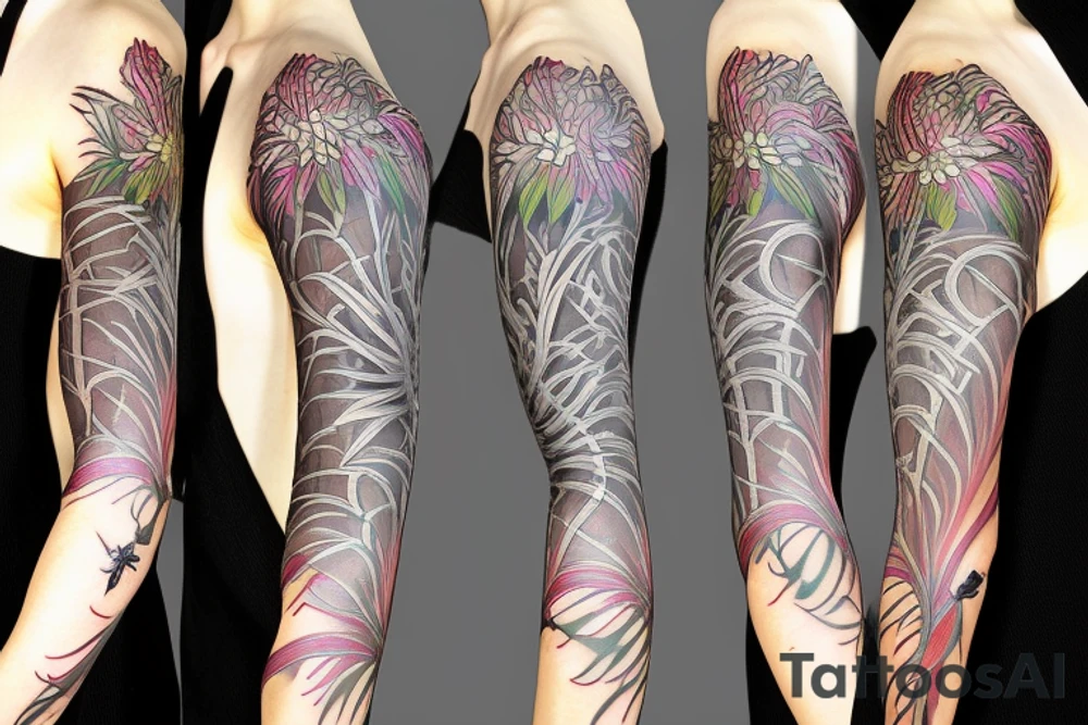 spider lilies full sleeve tattoo tattoo idea