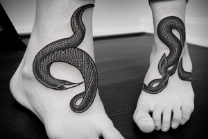 Black snake tied around ankle tattoo idea