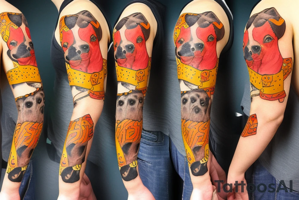 Boxer dog with piece of pizza tattoo idea