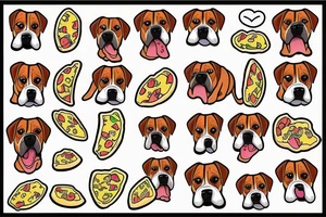 Boxer dog holding a piece of pizza tattoo idea
