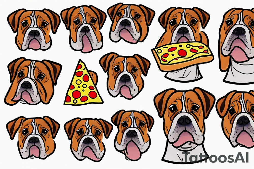 Boxer dog with pizza on head tattoo idea