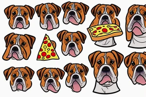 Boxer dog with pizza on head tattoo idea