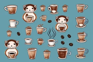 Otter with cup of coffee tattoo idea