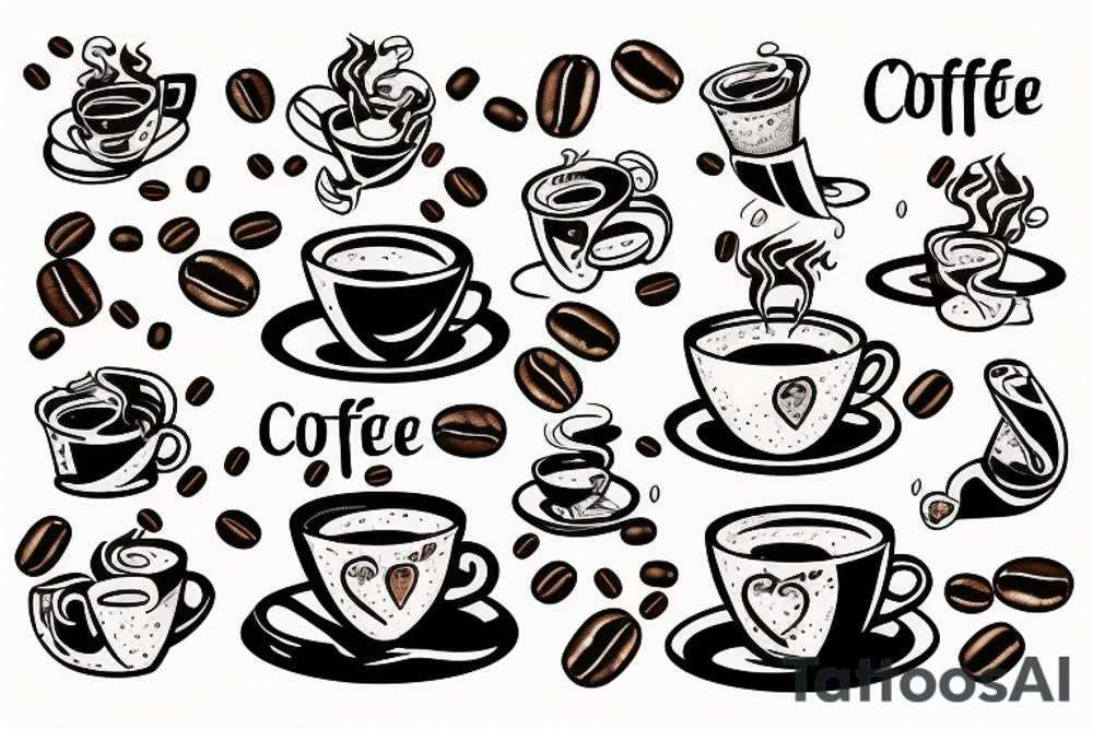 Otter with cup of coffee tattoo idea