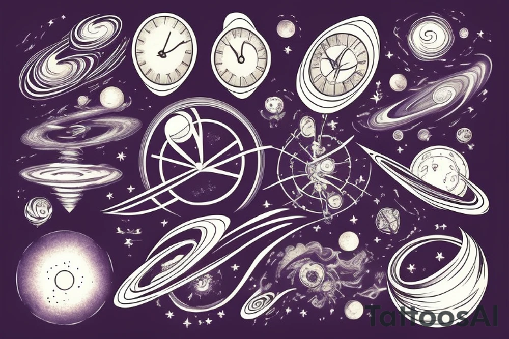 The universe showcasing time and energy tattoo idea