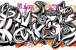 The big graffiti of the word “Bish” in one stile and the second graffiti word “City” smaller in another stile tattoo idea