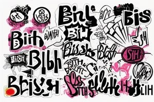 The big graffiti of the word “Bish” in one stile and the second graffiti word “City” smaller in another stile tattoo idea