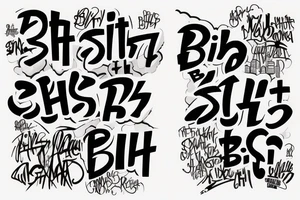 The big graffiti of the word “Bish” in one stile and the second graffiti word “City” smaller in another stile tattoo idea