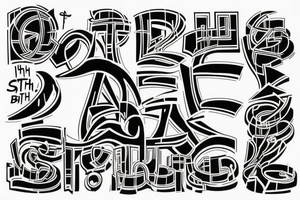 The big graffiti of the word “Bish” in one stile and the second graffiti word “City” smaller in another stile tattoo idea