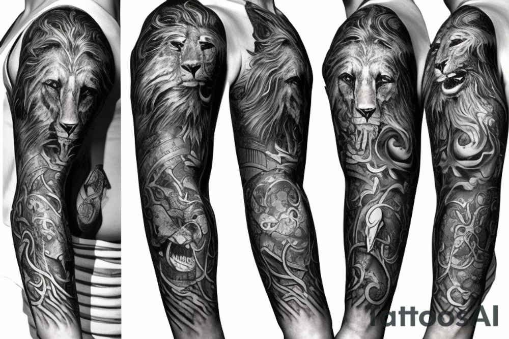 sleeve tattoo
10,000 days
lion
Divinely Illuminated tattoo idea