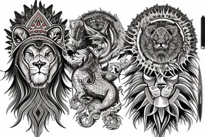 sleeve tattoo
10,000 days
lions and dragons head
lions hair
Divinely Illuminated
full colour tattoo idea