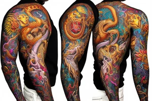 sleeve tattoo
10,000 days
lions and dragons head
lions hair
Divinely Illuminated
full colour tattoo idea