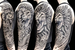 sleeve tattoo
10,000 days
lions and dragons head
lions hair
Divinely Illuminated
full colour tattoo idea