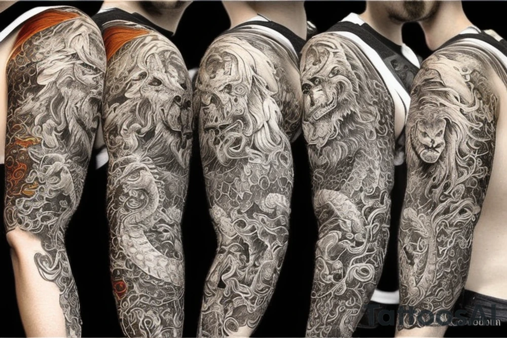 sleeve tattoo
10,000 days
dragon with lions mane
lions hair
Divinely Illuminated
full colour tattoo idea