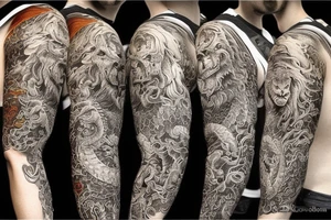 sleeve tattoo
10,000 days
dragon with lions mane
lions hair
Divinely Illuminated
full colour tattoo idea