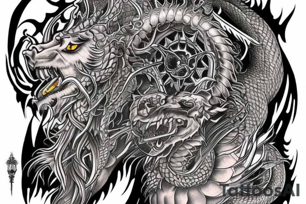 sleeve tattoo
10,000 days
dragon with lions mane
lions hair
Divinely Illuminated
full colour tattoo idea