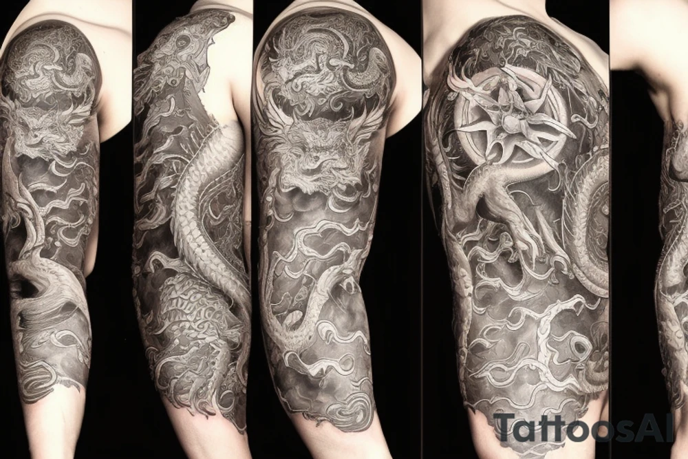 sleeve tattoo
10,000 days
dragon with lions mane
lions hair
Divinely Illuminated
full colour tattoo idea
