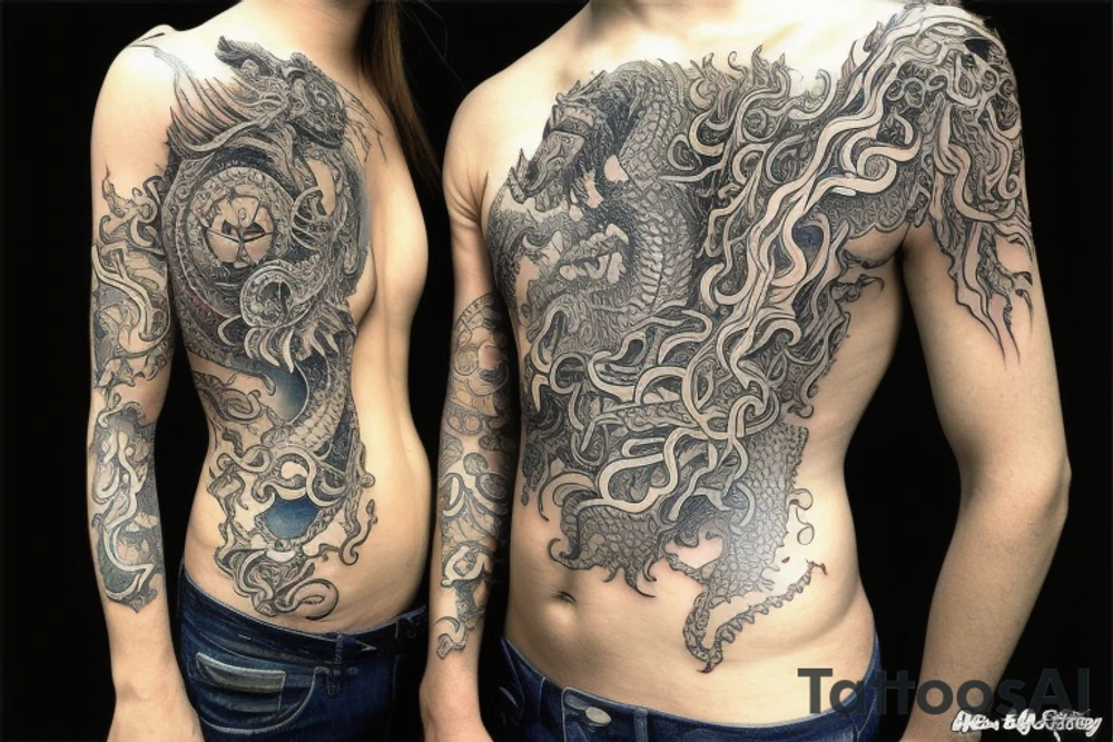 sleeve tattoo
10,000 days
dragon with lions mane
lions hair
Divinely Illuminated

https://images.app.goo.gl/4FcM9RZvXaTXmU4n8
full colour tattoo idea