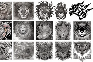 tottem pole
dragon
lion
abstract negative space
divinely illuminated tattoo idea