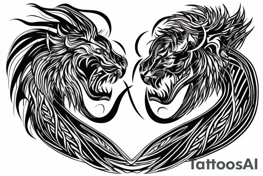 tottem pole
dragon
lion
abstract negative space
divinely illuminated tattoo idea