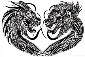 tottem pole
dragon
lion
abstract negative space
divinely illuminated tattoo idea
