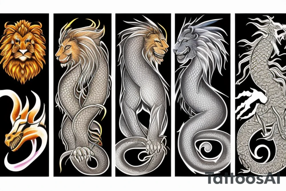 tottem pole
dragon
lion
abstract negative space
divinely illuminated tattoo idea