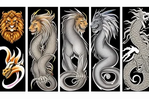 tottem pole
dragon
lion
abstract negative space
divinely illuminated tattoo idea