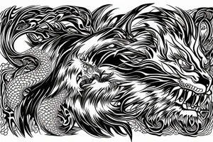 tottem pole
dragon
lion
abstract negative space
divinely illuminated tattoo idea