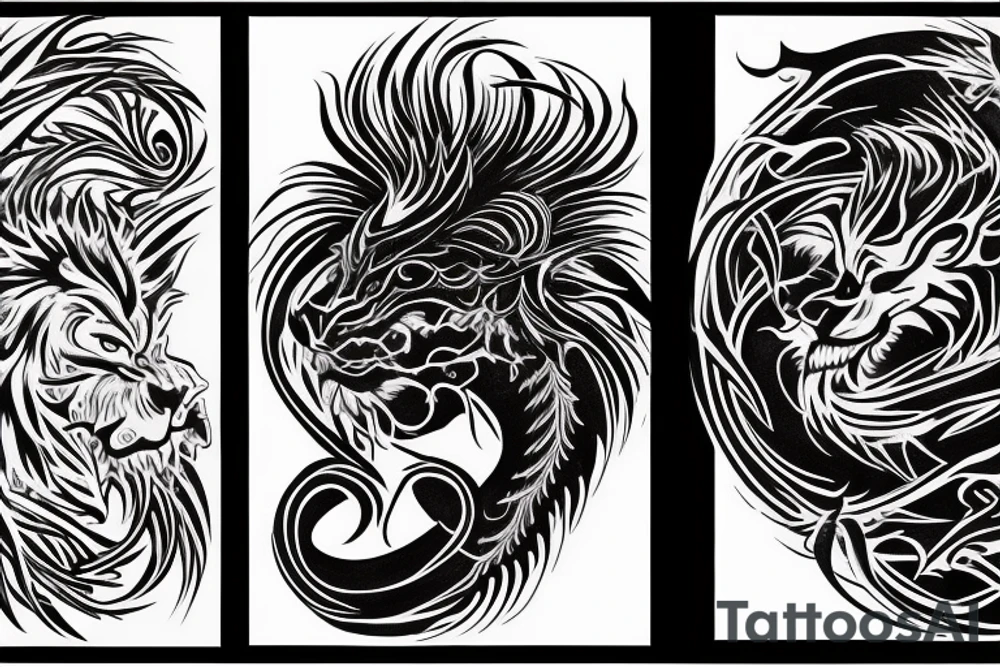 tottem pole
dragon
lion
abstract negative space
divinely illuminated tattoo idea