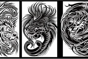 tottem pole
dragon
lion
abstract negative space
divinely illuminated tattoo idea