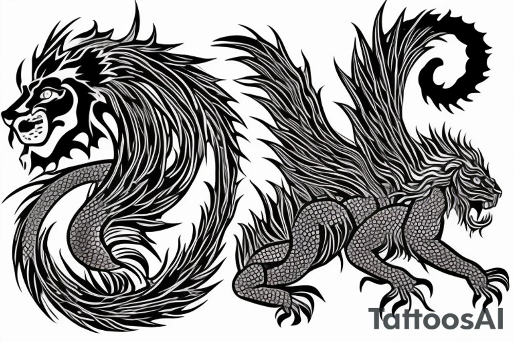 tottem pole
dragon and lion
abstract negative space
divinely illuminated tattoo idea