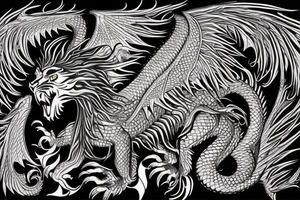 tottem
dragon and lion
lions mane
dragon teeth
abstract negative space
divinely illuminated
full colour
wings
dark tattoo idea
