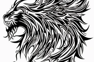 tottem
dragon and lion
lions mane
dragon teeth
abstract negative space
divinely illuminated
full colour
wings
dark tattoo idea