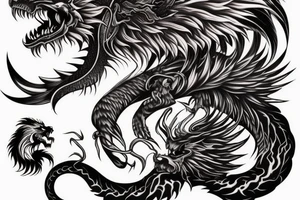vertical
dragon and lion
lions mane
dragon wings
Dragons claws
abstract negative space
divinely illuminated
full colour
dark tattoo idea