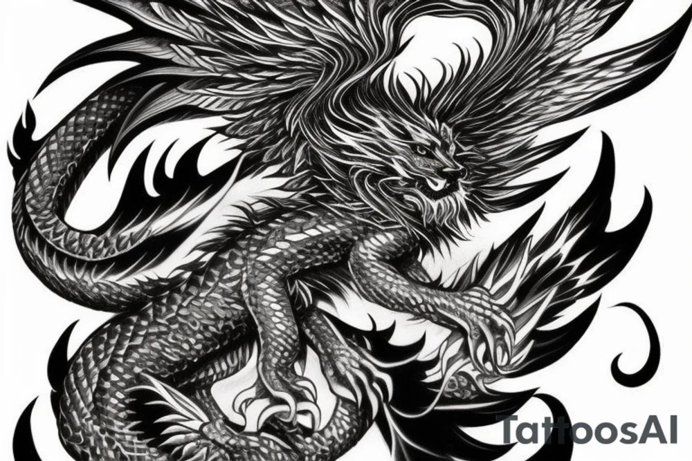 vertical
dragon and lion
lions mane
dragon wings
Dragons claws
abstract negative space
divinely illuminated
full colour
dark tattoo idea